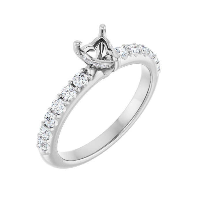 14K White Gold 5x 5 mm Heart 3/8 CTW Lab-Grown Diamond Semi-Set Engagement Ring