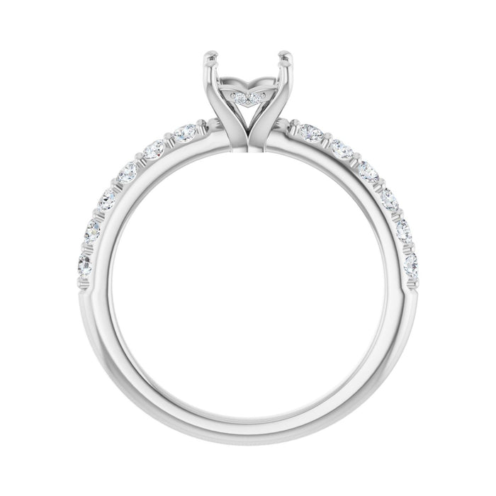 14K White Gold 4.5x 4.5 mm Square 3/8 CTW Lab-Grown Diamond Semi-Set Engagement Ring