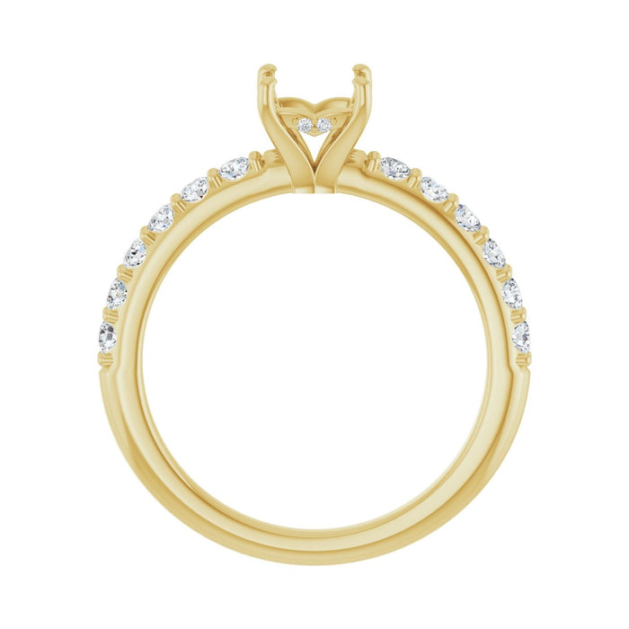 14K Yellow Gold 4.5x 4.5 mm Square 3/8 CTW Lab-Grown Diamond Semi-Set Engagement Ring