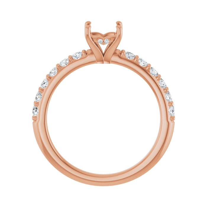 14K Rose Gold 4.5x 4.5 mm Square 3/8 CTW Lab-Grown Diamond Semi-Set Engagement Ring