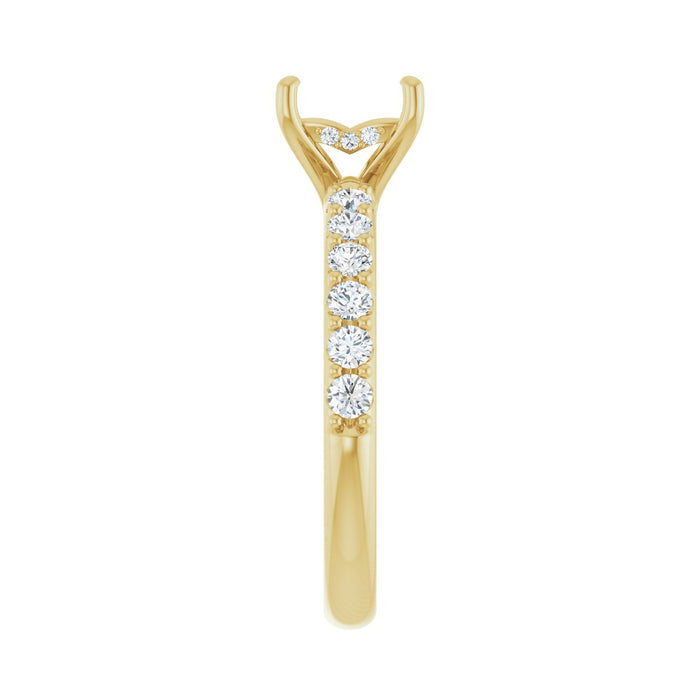 14K Yellow Gold 5.5x 5.5 mm Square 1/2 CTW Lab-Grown Diamond Semi-Set Engagement Ring