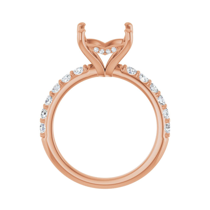 14K Rose Gold 7.5x 7.5 mm Square 1/2 CTW Lab-Grown Diamond Semi-Set Engagement Ring