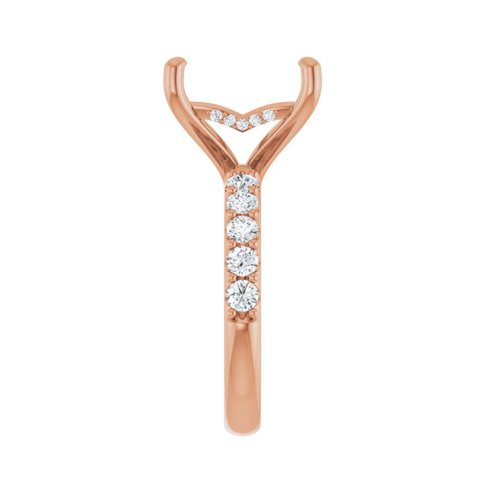 14K Rose Gold 10x 10 mm Square 3/4 CTW Lab-Grown Diamond Semi-Set Engagement Ring