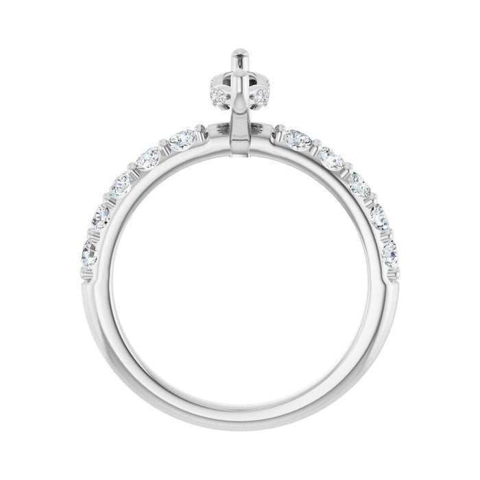 14K White Gold 10x 5 mm Marquise 5/8 CTW Lab-Grown Diamond Semi-Set Engagement Ring