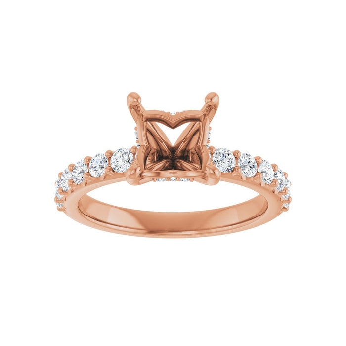 14K Rose Gold 6x 6 mm Square 1/2 CTW Lab-Grown Diamond Semi-Set Engagement Ring