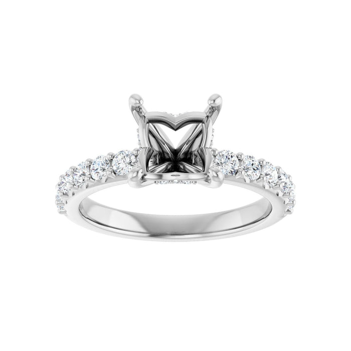 14K White Gold 6x 6 mm Square 1/2 CTW Lab-Grown Diamond Semi-Set Engagement Ring