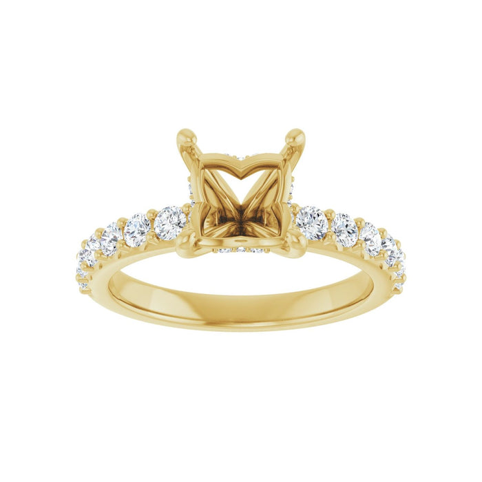 14K Yellow Gold 6x 6 mm Square 1/2 CTW Lab-Grown Diamond Semi-Set Engagement Ring