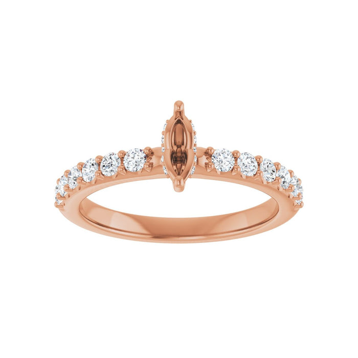 14K Rose Gold 6x 3 mm Marquise 3/8 CTW Lab-Grown Diamond Semi-Set Engagement Ring