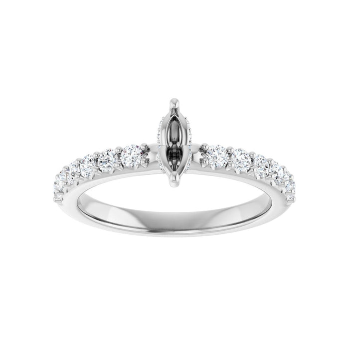 14K White Gold 6x 3 mm Marquise 3/8 CTW Lab-Grown Diamond Semi-Set Engagement Ring