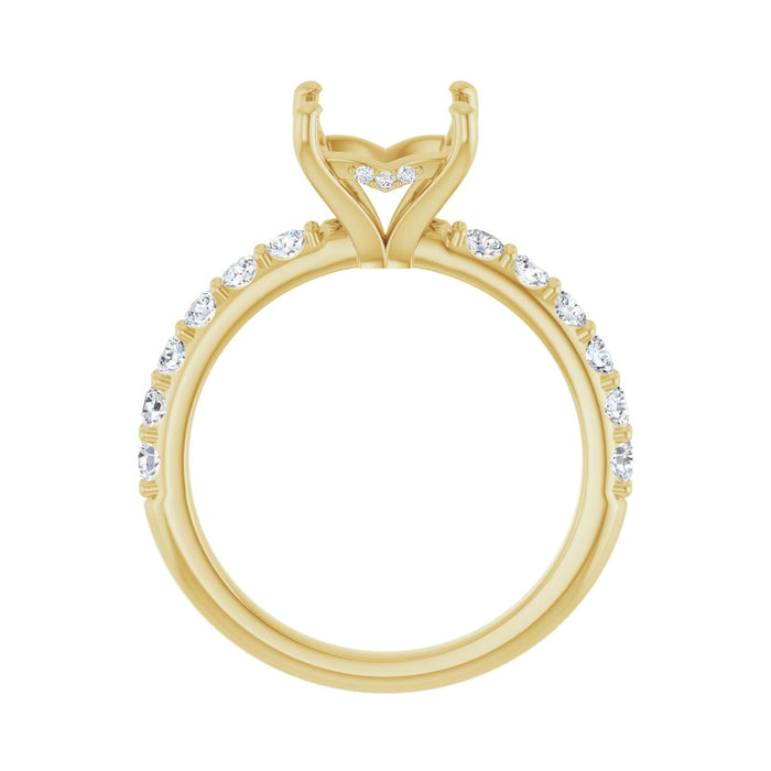 14K Yellow Gold 6.5x 6.5 mm Square 1/2 CTW Lab-Grown Diamond Semi-Set Engagement Ring