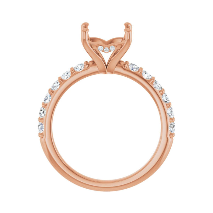 14K Rose Gold 6.5x 6.5 mm Square 1/2 CTW Lab-Grown Diamond Semi-Set Engagement Ring
