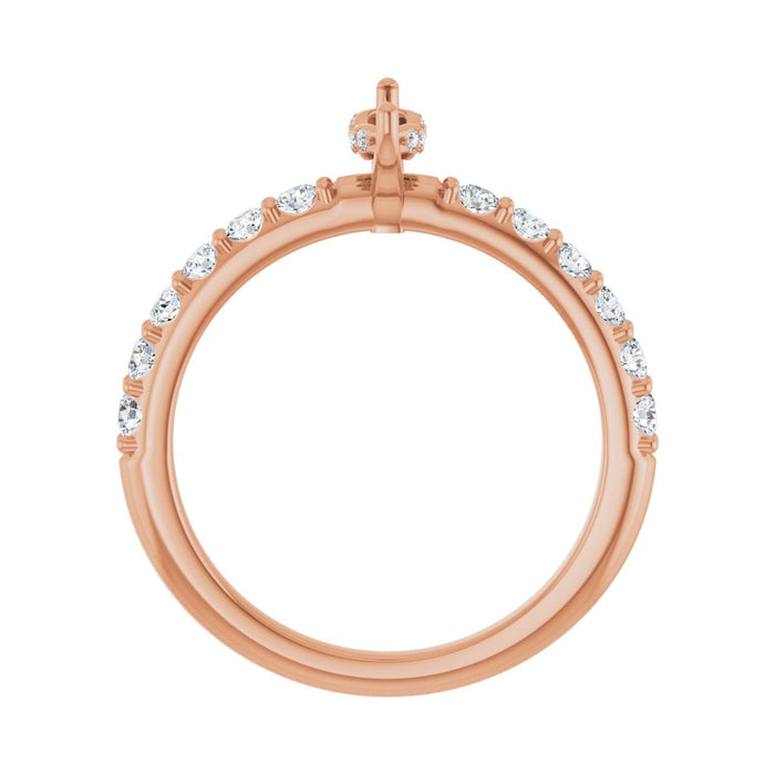 14K Rose Gold 7x 3.5 mm Marquise 1/2 CTW Lab-Grown Diamond Semi-Set Engagement Ring