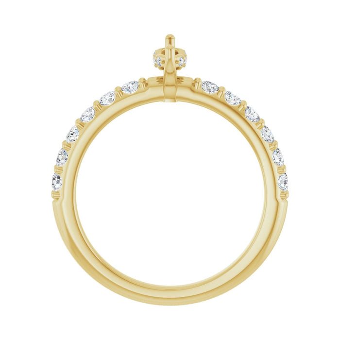 14K Yellow Gold 7x 3.5 mm Marquise 1/2 CTW Lab-Grown Diamond Semi-Set Engagement Ring