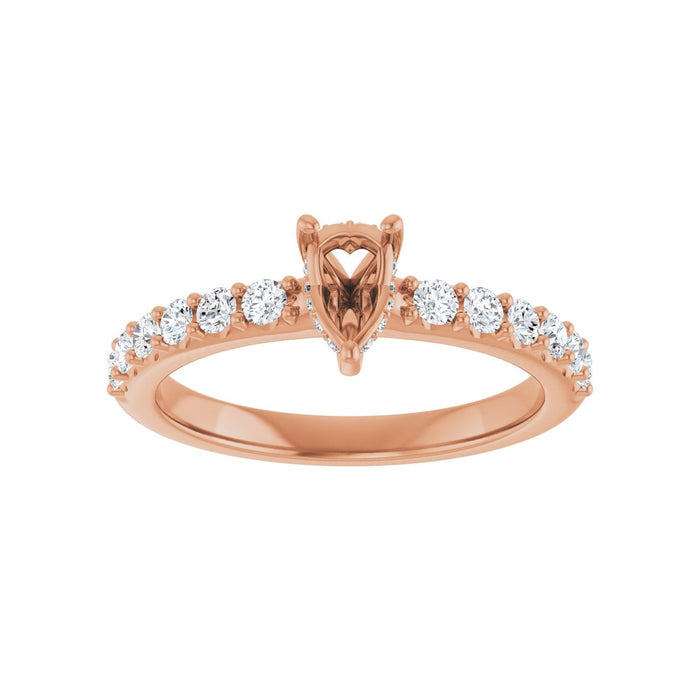 14K Rose Gold 6x 4 mm Pear 3/8 CTW Lab-Grown Diamond Semi-Set Engagement Ring