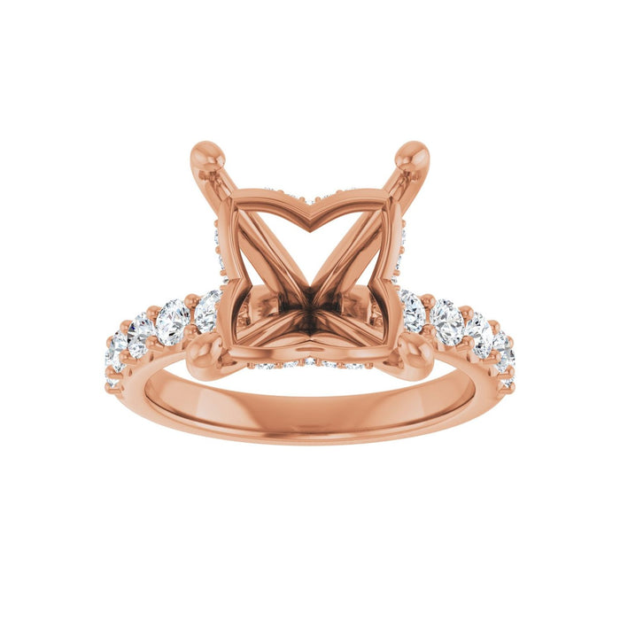 14K Rose Gold 9x 9 mm Square 5/8 CTW Lab-Grown Diamond Semi-Set Engagement Ring