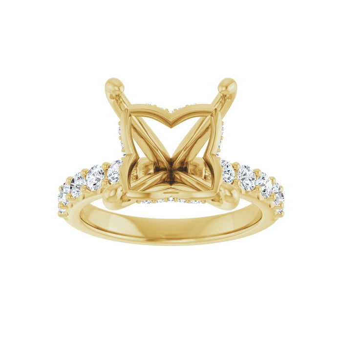 14K Yellow Gold 9x 9 mm Square 5/8 CTW Lab-Grown Diamond Semi-Set Engagement Ring
