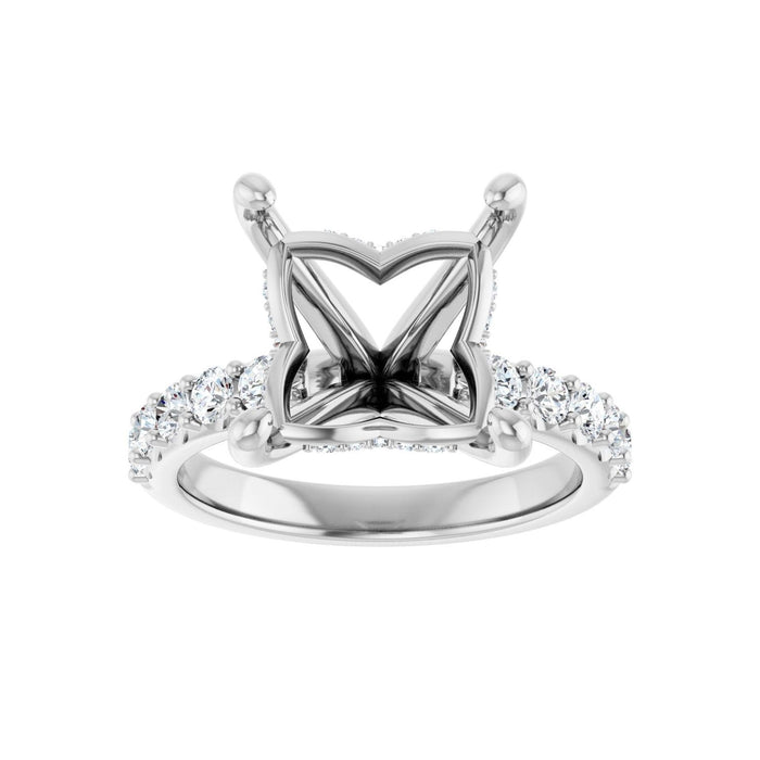 14K White Gold 9x 9 mm Square 5/8 CTW Lab-Grown Diamond Semi-Set Engagement Ring