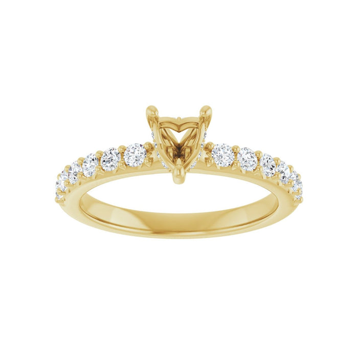 14K Yellow Gold 5x 5 mm Heart 3/8 CTW Lab-Grown Diamond Semi-Set Engagement Ring