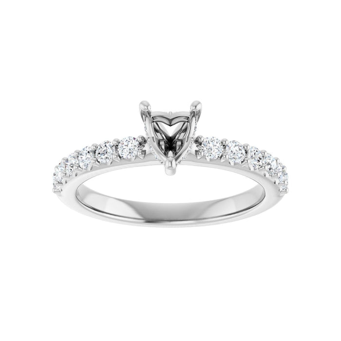Platinum 5x 5 mm Heart 3/8 CTW Lab-Grown Diamond Semi-Set Engagement Ring