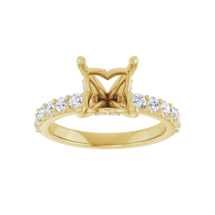 14K Yellow Gold 6.5x 6.5 mm Square 1/2 CTW Lab-Grown Diamond Semi-Set Engagement Ring