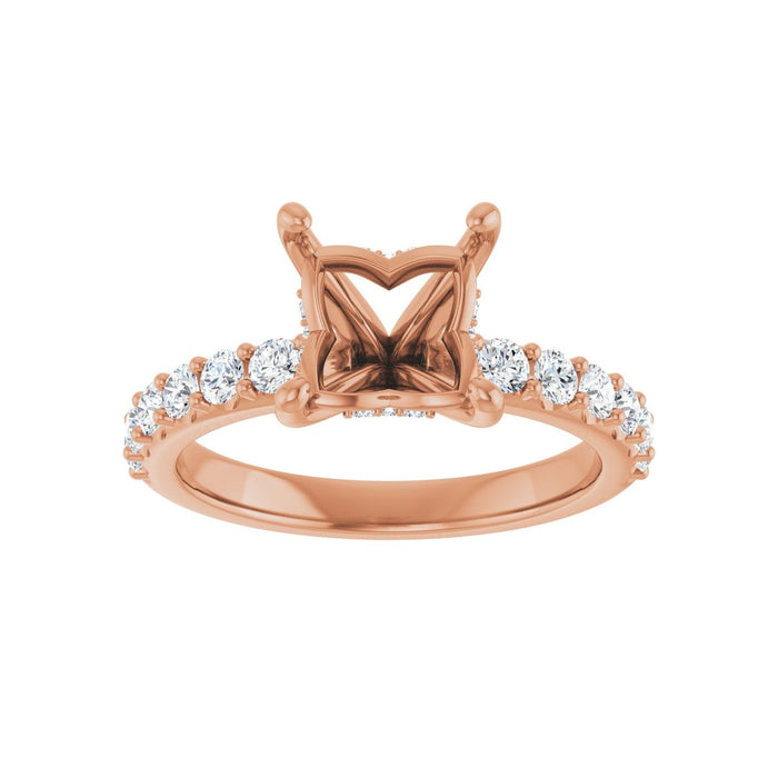 14K Rose Gold 6.5x 6.5 mm Square 1/2 CTW Lab-Grown Diamond Semi-Set Engagement Ring