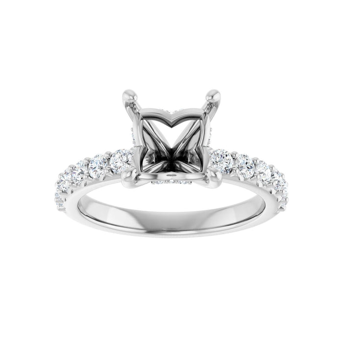 Platinum 6.5x 6.5 mm Square 1/2 CTW Lab-Grown Diamond Semi-Set Engagement Ring