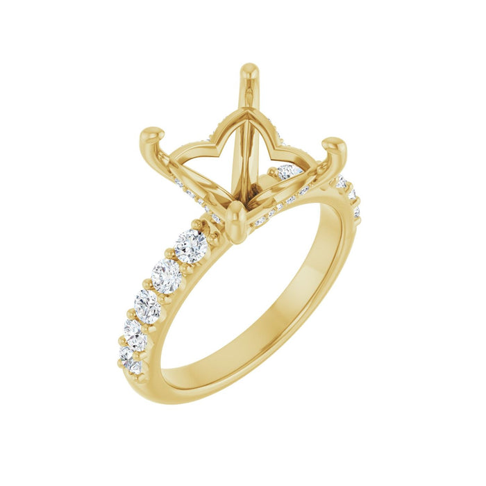 14K Yellow Gold 8x 8 mm Square 5/8 CTW Lab-Grown Diamond Semi-Set Engagement Ring