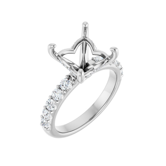 Platinum 8x 8 mm Square 5/8 CTW Lab-Grown Diamond Semi-Set Engagement Ring