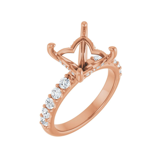 14K Rose Gold 8x 8 mm Square 5/8 CTW Lab-Grown Diamond Semi-Set Engagement Ring