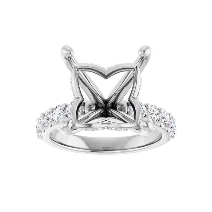 14K White Gold 10x 10 mm Square 3/4 CTW Lab-Grown Diamond Semi-Set Engagement Ring