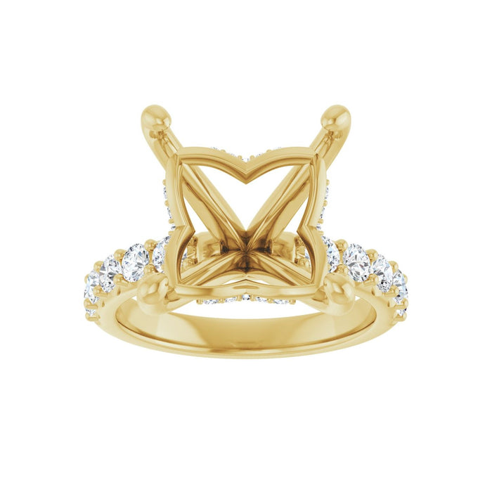 14K Yellow Gold 10x 10 mm Square 3/4 CTW Lab-Grown Diamond Semi-Set Engagement Ring