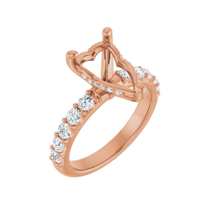 14K Rose Gold 12x 8 mm Pear 3/4 CTW Lab-Grown Diamond Semi-Set Engagement Ring