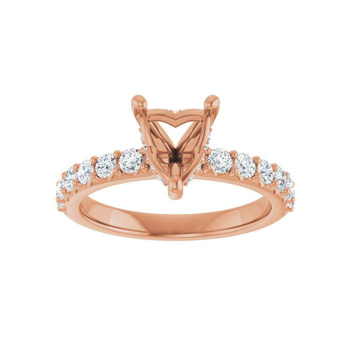 14K Rose Gold 7x 7 mm Heart 1/2 CTW Lab-Grown Diamond Semi-Set Engagement Ring