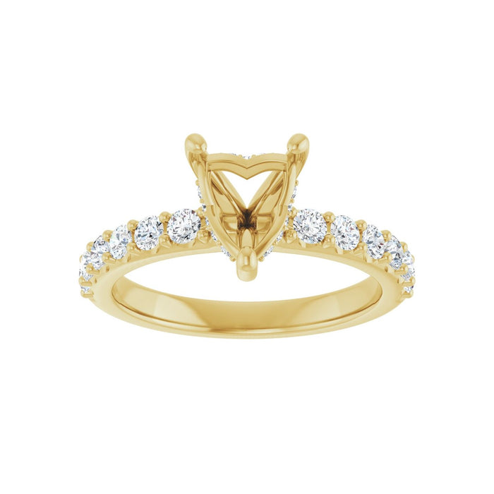 14K Yellow Gold 7x 7 mm Heart 1/2 CTW Lab-Grown Diamond Semi-Set Engagement Ring