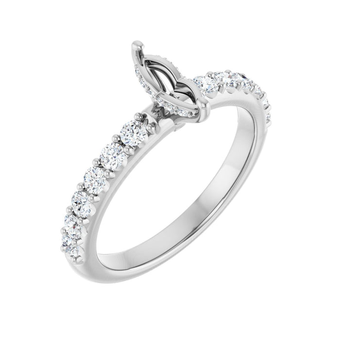 Platinum 7x 3.5 mm Marquise 1/2 CTW Lab-Grown Diamond Semi-Set Engagement Ring