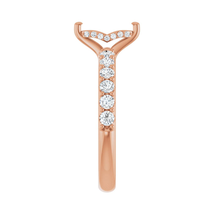 14K Rose Gold 8x 4 mm Marquise 1/2 CTW Lab-Grown Diamond Semi-Set Engagement Ring