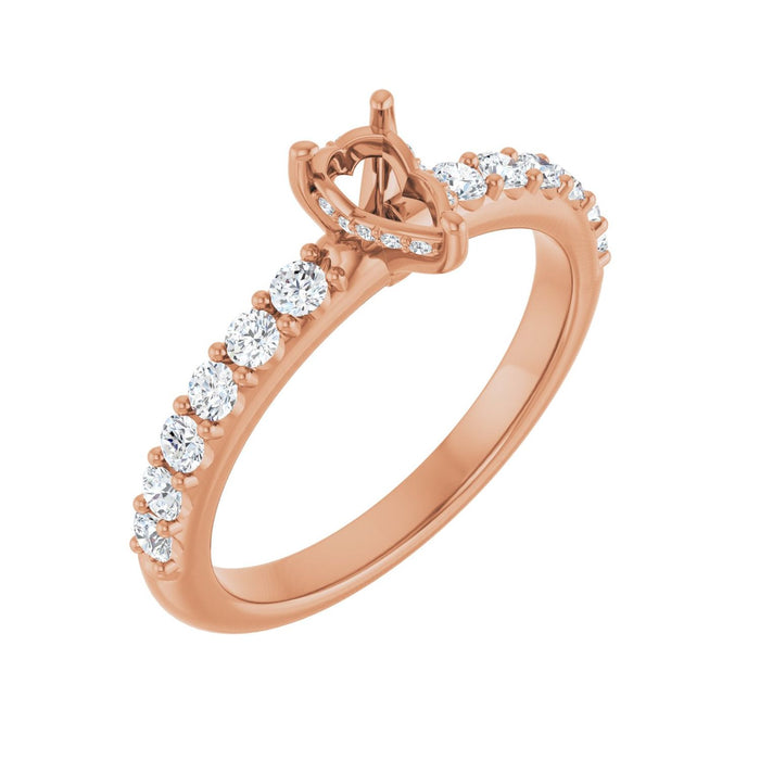 14K Rose Gold 6x 4 mm Pear 3/8 CTW Lab-Grown Diamond Semi-Set Engagement Ring