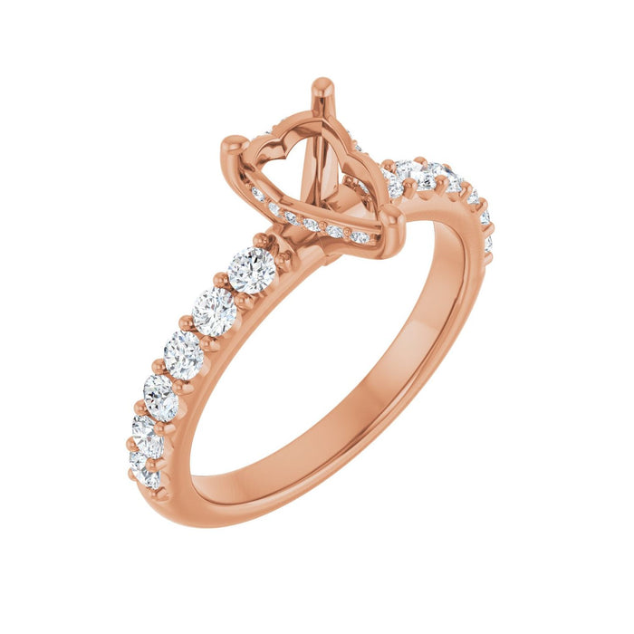 14K Rose Gold 8x 6 mm Pear 1/2 CTW Lab-Grown Diamond Semi-Set Engagement Ring