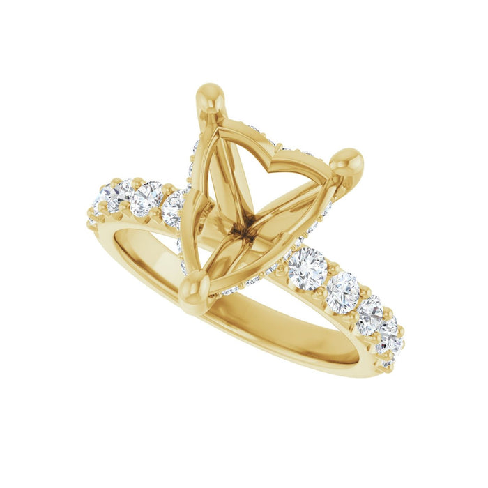 14K Yellow Gold 10x 10 mm Heart 3/4 CTW Lab-Grown Diamond Semi-Set Engagement Ring