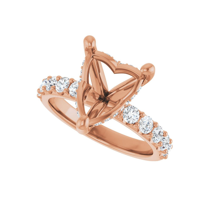 14K Rose Gold 10x 10 mm Heart 3/4 CTW Lab-Grown Diamond Semi-Set Engagement Ring