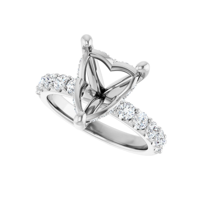 14K White Gold 10x 10 mm Heart 3/4 CTW Lab-Grown Diamond Semi-Set Engagement Ring