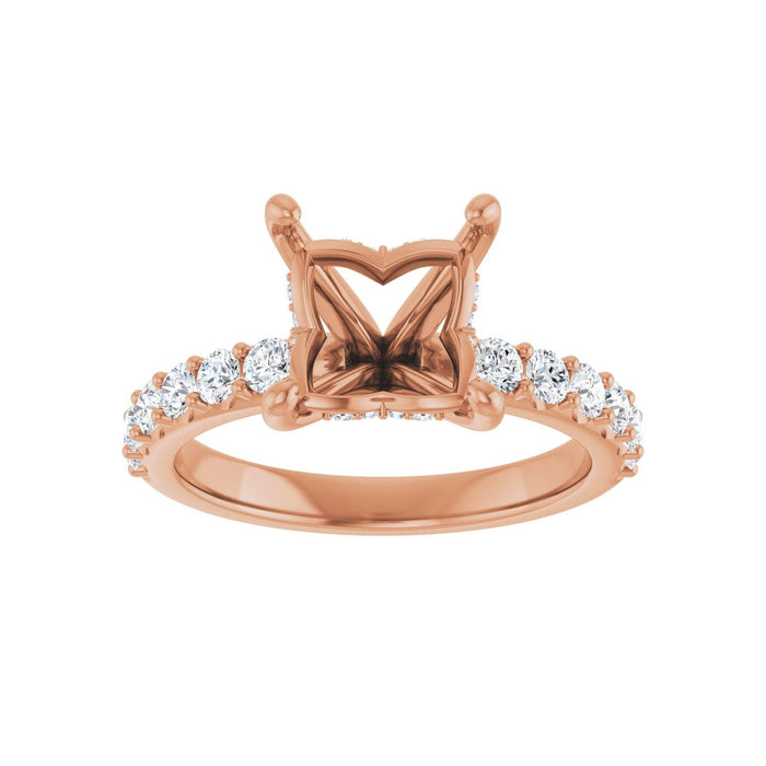 14K Rose Gold 7x 7 mm Square 1/2 CTW Lab-Grown Diamond Semi-Set Engagement Ring