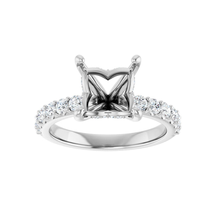 14K White Gold 7x 7 mm Square 1/2 CTW Lab-Grown Diamond Semi-Set Engagement Ring