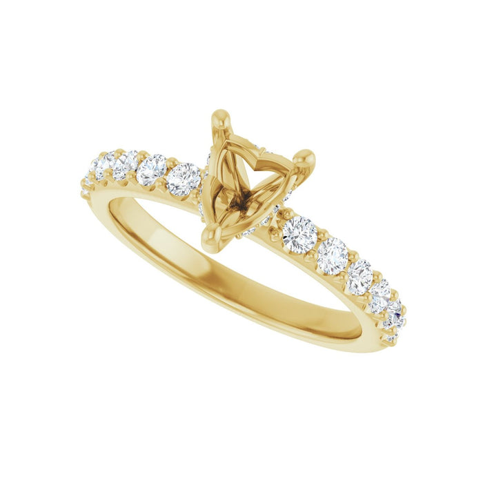 14K Yellow Gold 6x 6 mm Heart 1/2 CTW Lab-Grown Diamond Semi-Set Engagement Ring