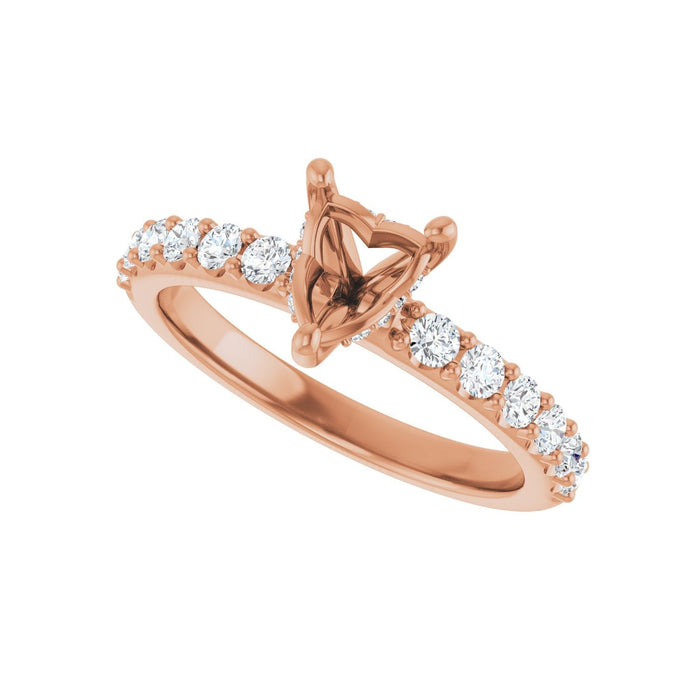 14K Rose Gold 6x 6 mm Heart 1/2 CTW Lab-Grown Diamond Semi-Set Engagement Ring