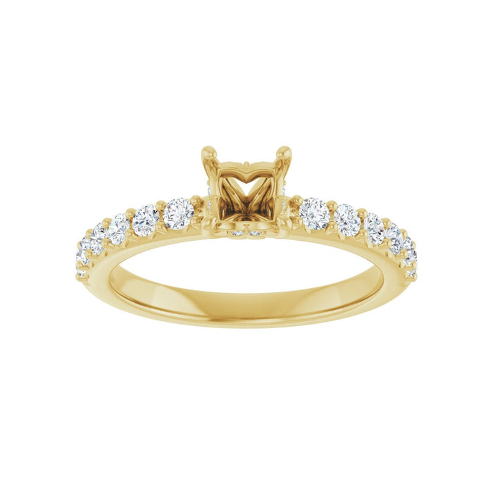 14K Yellow Gold 4x 4 mm Square 3/8 CTW Lab-Grown Diamond Semi-Set Engagement Ring