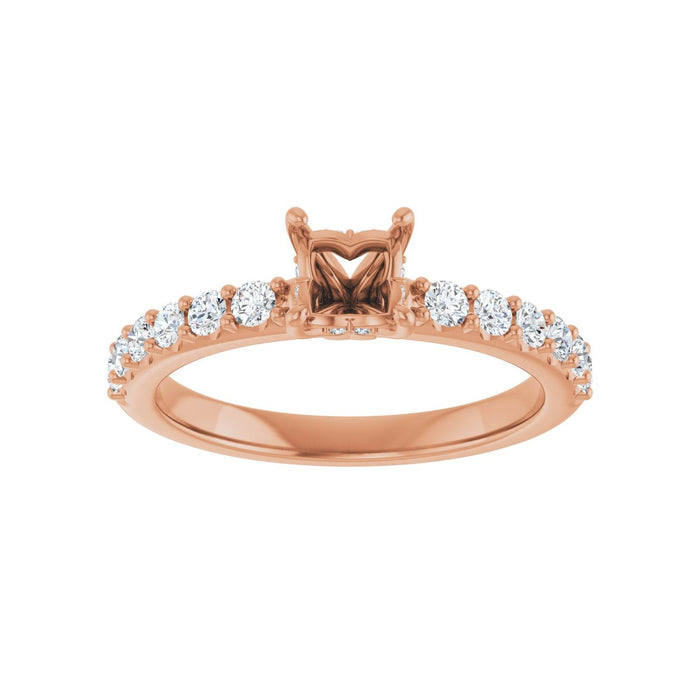 14K Rose Gold 4x 4 mm Square 3/8 CTW Lab-Grown Diamond Semi-Set Engagement Ring