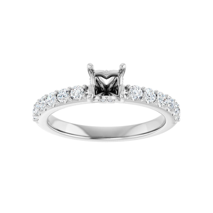 Platinum 4x 4 mm Square 3/8 CTW Lab-Grown Diamond Semi-Set Engagement Ring