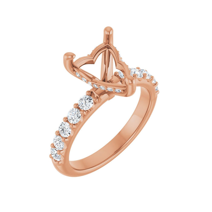 14K Rose Gold 9x 9 mm Heart 5/8 CTW Lab-Grown Diamond Semi-Set Engagement Ring