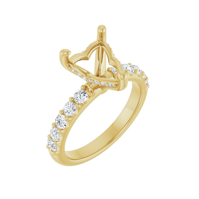 14K Yellow Gold 9x 9 mm Heart 5/8 CTW Lab-Grown Diamond Semi-Set Engagement Ring